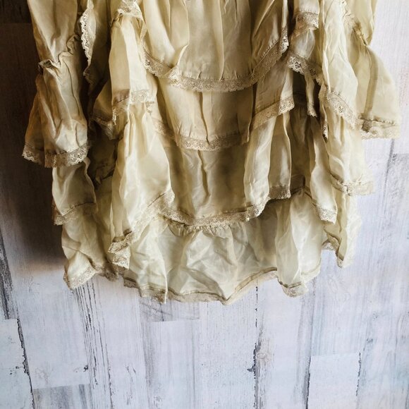 NWT $148 Free People Calliope Ruffle Midi Skirt M Hi Lo Lt Green Sage Boho - Picture 4 of 16